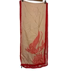 Ann Taylor 100% Silk Pink Scarf Tropical Preppy Luxury Mob Wife Coral Vacation